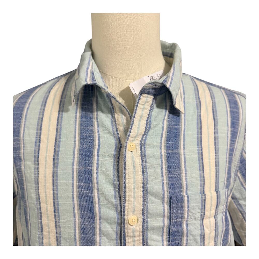 American Eagle NEW Men's Blue White Stripe 100% Cotton Button Down Sz L Casual